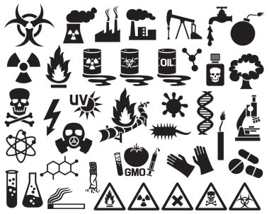 tehlike, kirliliği ve tehlike Icons set