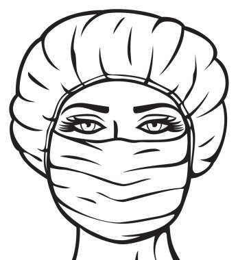 kadın doktor ameliyat maskesi