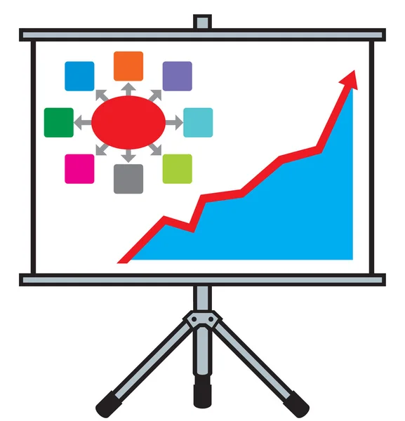 Projector screen with business graph — Stock Vector