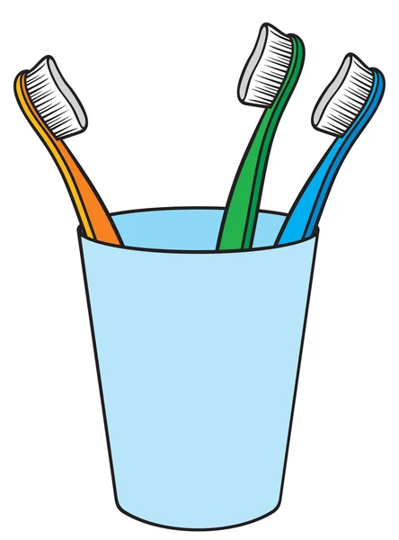 Toothbrushes in holder illustration — Stock Vector