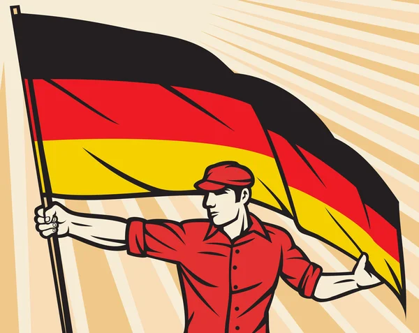 Worker holding German flag — Stock Vector