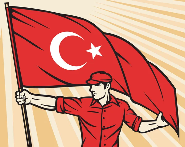 Працівник холдингу прапор Туреччини — стоковий вектор