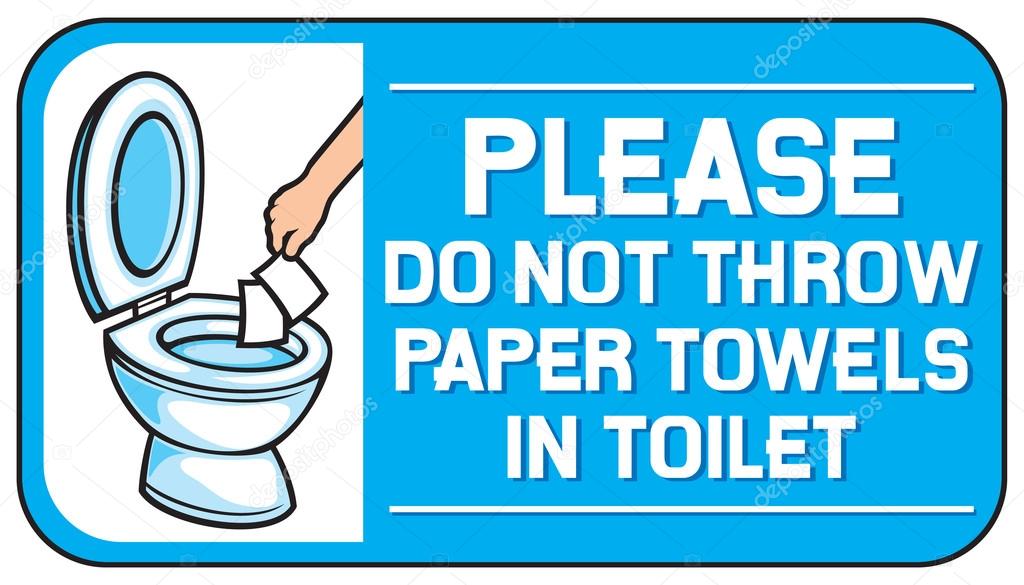 Please do not throw paper towels in the toilet sign Stock Vector by ...