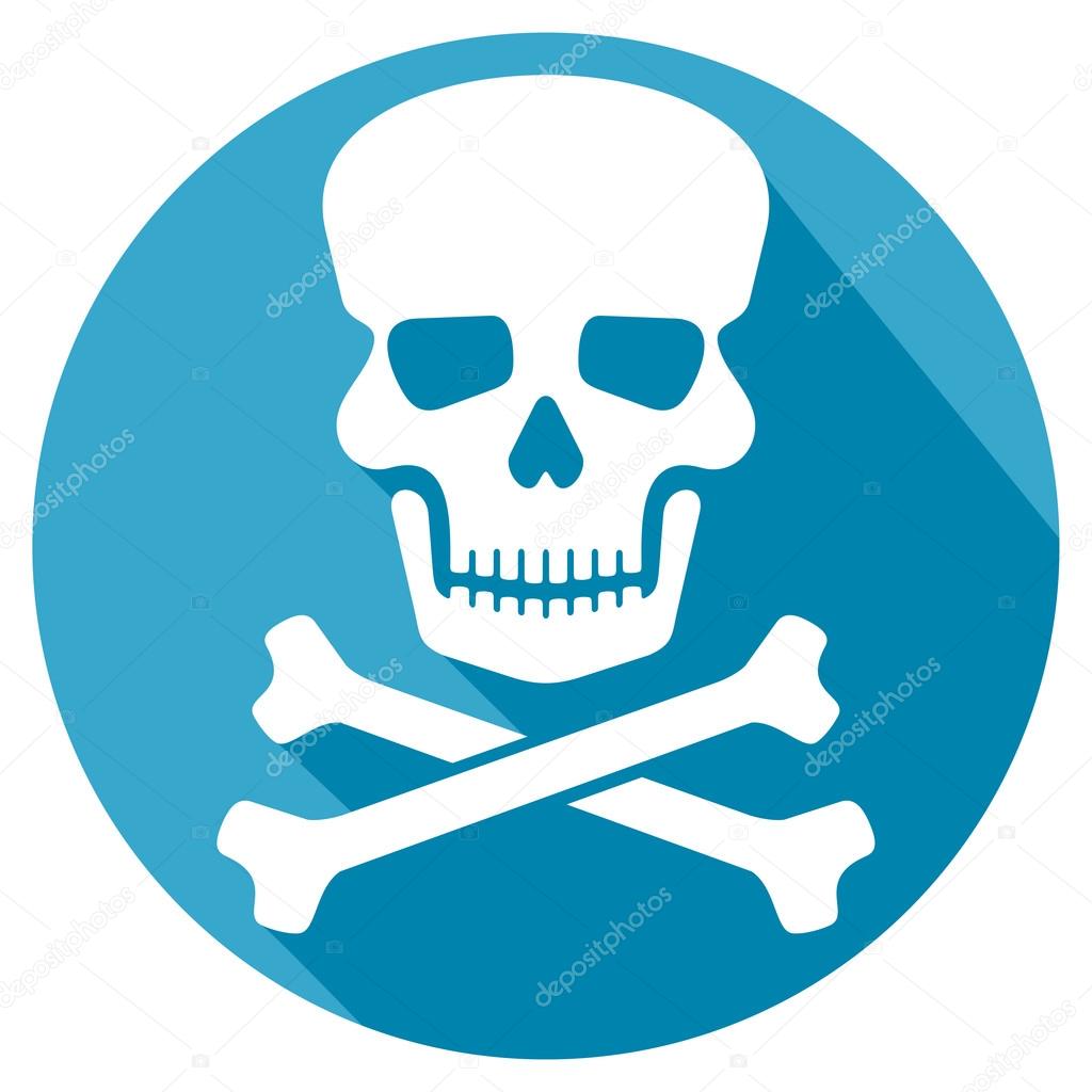 skull and bones flat icon