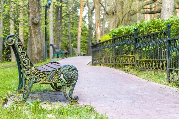 Wooden bench in park — Stock Photo, Image