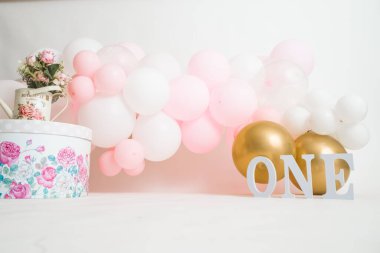 Bir yıl kız doğum günü stüdyo dekorasyonu