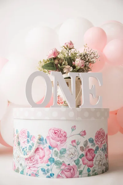 Ano Menina Aniversário Estúdio Decorações — Fotografia de Stock