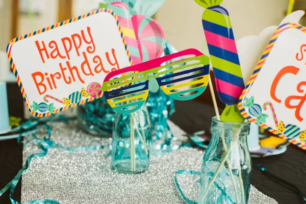 Geburtstagsparty Accessoires Bereit Für Eine Party — Stockfoto