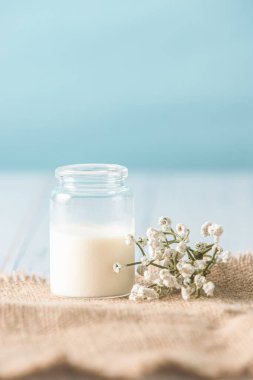 Cam kavanozda taze organik süt