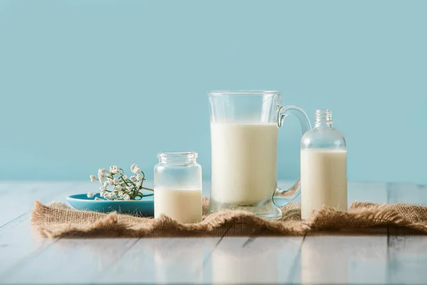 Fresh Organic Milk Glass Jar — Stock Photo, Image