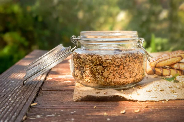 Granola Galletas Alimentación Saludable Bienestar Estilo Vida Saludable Desayuno Por —  Fotos de Stock