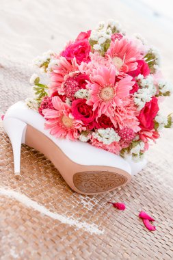 Sahilde düğün, tropik açık düğün dekorasyon ayarla