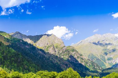 Alpine meadows güzel manzarasına. Üst Svaneti, Georgia, Europe