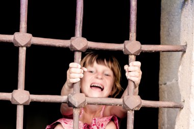 chid girl in prison, cage clipart