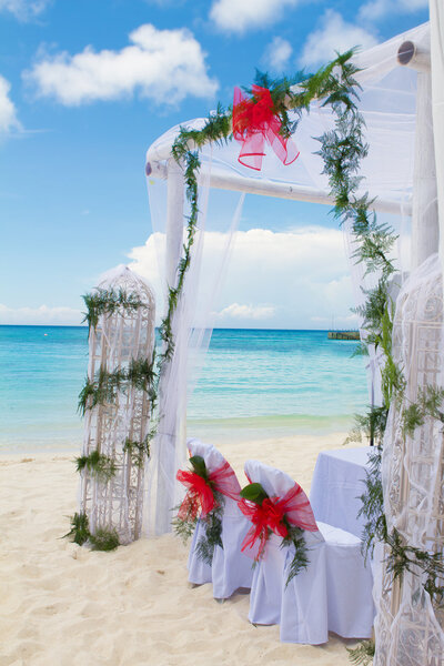 wedding arch and set up on beach