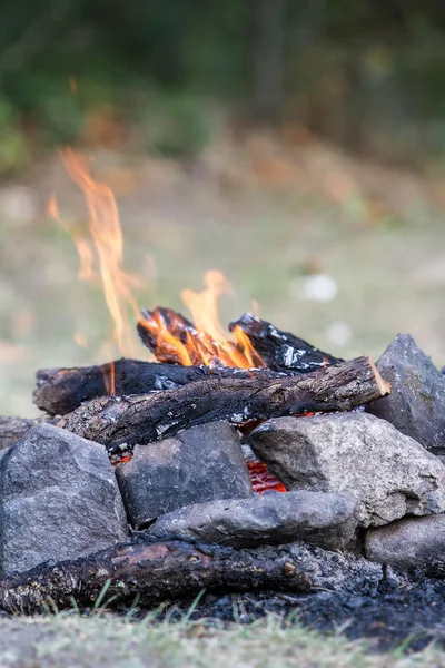 Vreugdevuur op natuurlijke achtergrond — Stockfoto