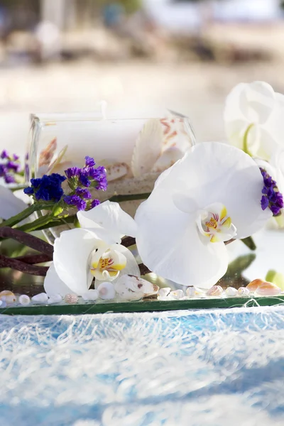 Stół centralny z kwiatów na naturalne tło — Zdjęcie stockowe