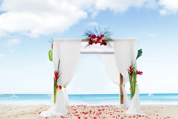 Wedding arch and set up on beach Stock Picture