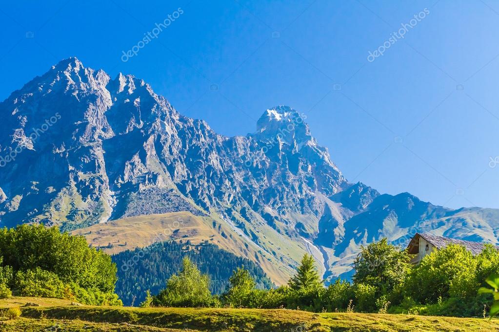 Прекрасный вид на альпийские луга. Верхняя Сванетия, Грузия, Европа ...