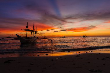 yelkende günbatımı deniz, boracay Adası, Filipinler