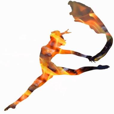 female silhouette combined with burning fire image, healthy life clipart