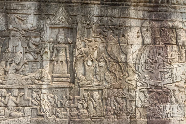 Bas-relevo na parede, Angkor, cambodia — Fotografia de Stock