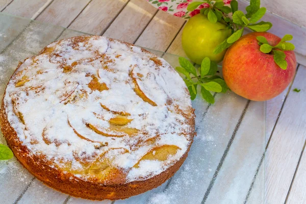 Domácí jablečný koláč, shtrudel, na venkovní venkovských pozaďových — Stock fotografie