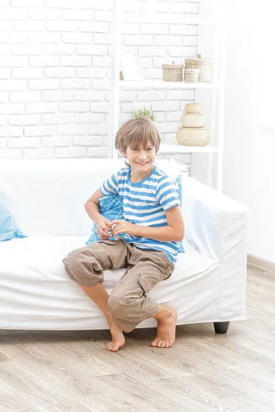 Indoor portrait of young child boy at home — Stock Photo, Image