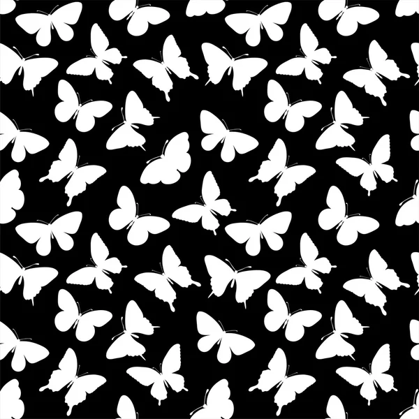 Beautiful seamless background with butterflies silhouettes. — Stock Vector