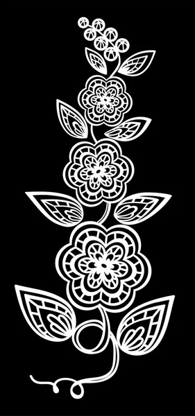 美しいモノクロの白と黒の花と葉の分離. — ストックベクタ