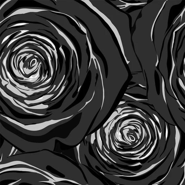 Beautiful black and white seamless pattern in roses — Stock Vector