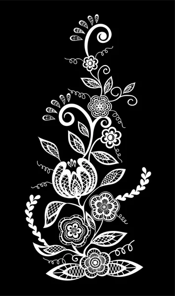 Hermosas flores y hojas monocromas en blanco y negro aisladas . — Vector de stock