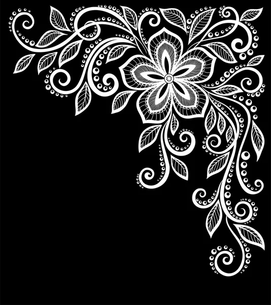 Beautiful monochrome black and white flowers and leaves isolated. — Stock Vector