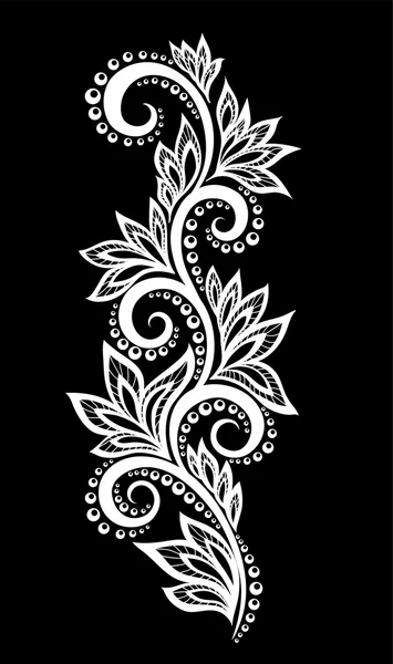 Hermosas flores y hojas monocromas en blanco y negro aisladas . — Vector de stock