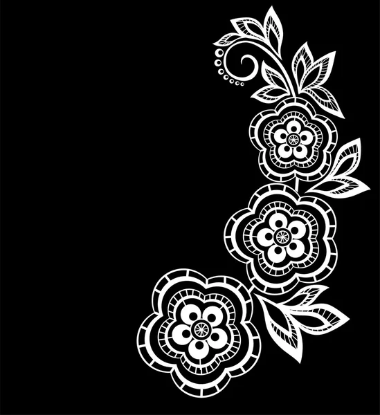 Hermosas flores y hojas monocromas en blanco y negro aisladas . — Vector de stock