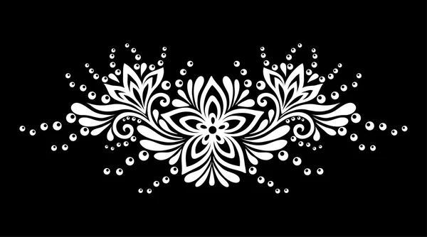 Beautiful monochrome black and white flowers and leaves isolated. — Stock Vector