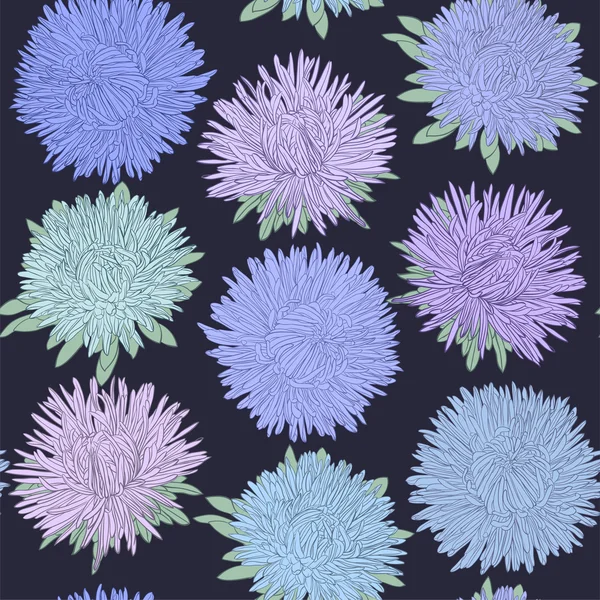 Hermoso patrón sin costuras con flores de aster. diseño para la tarjeta de felicitación y la invitación de la boda, cumpleaños, día de San Valentín, día de la madre y otros días festivos de temporada — Archivo Imágenes Vectoriales