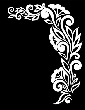 güzel tek renkli siyah ve beyaz çiçekler ve yapraklar izole. 