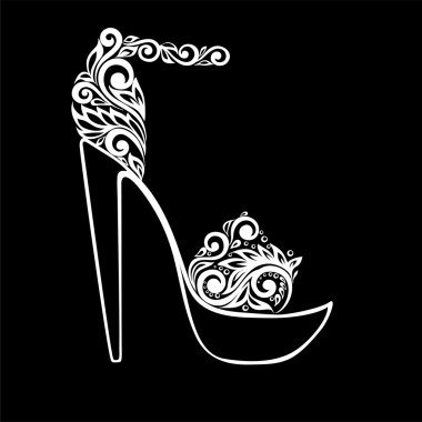 güzel tek renkli siyah ve beyaz sandalet, izole çiçek süsü ile dekore. 