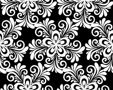 güzel tek renkli siyah ve beyaz çiçek seamless modeli. 