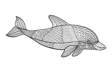 Dekoratif güzelleşmek öğesi ile güzel tek renkli siyah ve Beyaz Yunus. 