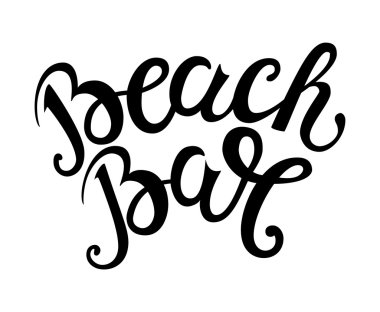 Beyaz arka plan üzerinde izole çizilmiş ifade sahil bar ver. El hat tebrik kartı veya yaz parti şablonu ve diğer mevsimlik yaz tatili için davet yazı. Vektör doku.