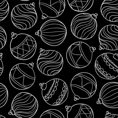 Güzel tek renkli, siyah beyaz desen ile Noel topları