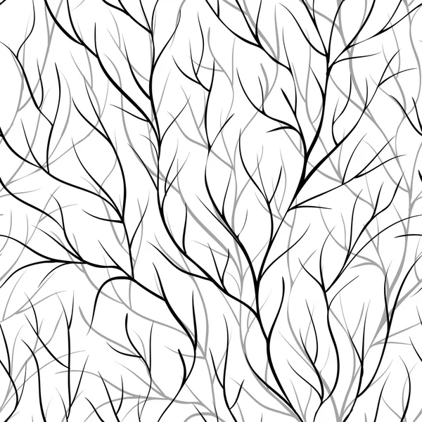 Beautiful monochrome black and white seamless background with tree branches. — Stok Vektör