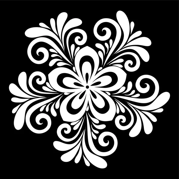 Beautiful monochrome black and white flowers and leaves isolated. — Stock Vector