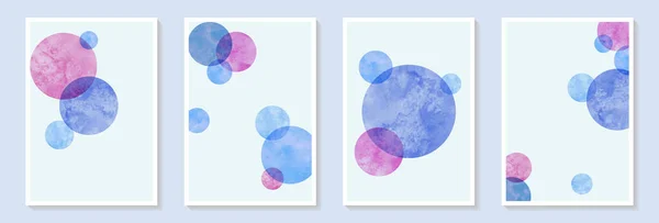 Formes Abstraites Cercle Rose Bleu Aquarelle Sur Fond Blanc Art — Image vectorielle