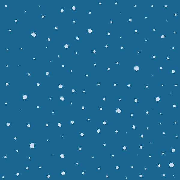Płynny Wzór Ręcznie Rysowane Białe Płatki Śniegu Niebieskim Proste Zimowe — Wektor stockowy