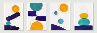 Sulu boya ve şekil elementleri vektörü EPS10 ile yaratıcı minimalist el yapımı soyut sanat arka planı. Duvar dekorasyonu, kartpostal, poster veya broşür için tasarım.