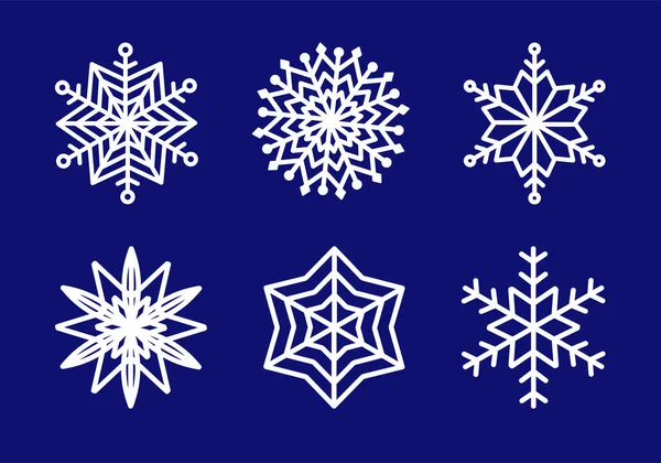 Blue White Snowflake Silhouette Design Element Holiday Greeting Cards Invitations — Wektor stockowy