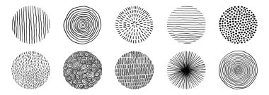 Bir dizi Doodle Sınırı. El Çizimi Karalama Çemberi Koleksiyonu. Siyah ve Beyaz Tasarım Elementleri.